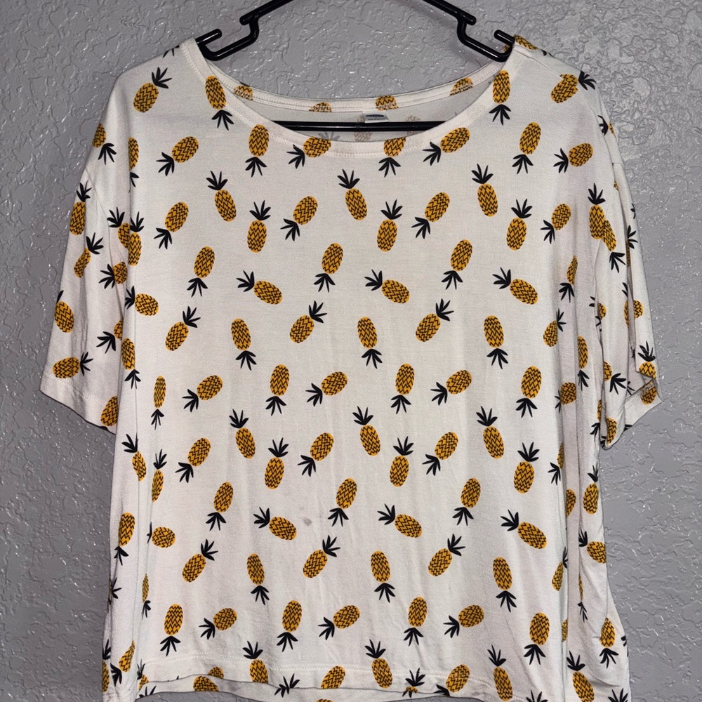 Old Navy White Pajama Top with Yellow Pineapples